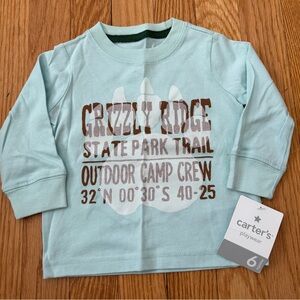 Carter's Mint Green Grizzly Ridge Long Sleeve Tee - Size 6 Months